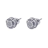 14K White Gold Plated Round Cut Simulate Diamond Studs Small Prong Setting AAA CZ Diamonds Earrings with Screw Back