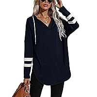 Women's Casual Hoodies Oversized Striped Hooded Sweatshirt Pullovers Top