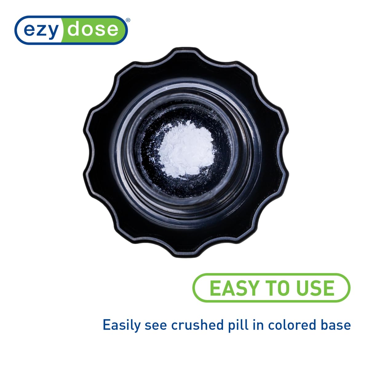 EZY DOSE Crush Pill, Vitamins, Tablets Crusher and Grinder, Effortlessly Crushes Medications into Fine Powder, Features Storage Compartment, Durable, Easy-to-Use Design, Black, Large