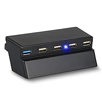 EEEkit USB Hub, 4 Port USB 3.1 2.0 High Speed Expansion Hub Charger Controller Adapter Connector Compatible with Playstation 4 Slim PS4 Slim Gaming Console