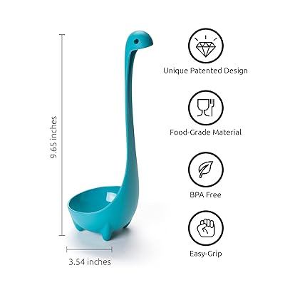 OTOTO Nessie Ladle Spoon - Green Cooking Ladle for Serving Soup, Stew,  Gravy & Chili - High Heat Resistant Loch Ness Stand Up Soup Ladle
