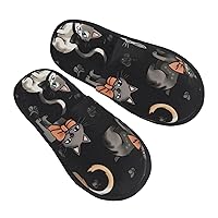 Cartoon cat Furry Slippers for Men Women Fuzzy Memory Foam Slippers Warm Comfy Slip-on Bedroom Shoes Winter House Shoes for Indoor Outdoor Medium