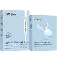 Auraglow 35% Teeth Whitening Gel & LED Teeth Whitening Light Mouth Tray