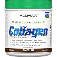 ALLMAX Collagen, Chocolate - 15.5 oz (440 g) - Supports Bone Health, Muscle Mass & Skin - with Biotin & Vitamin C - 44 Servings