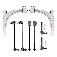 Torchbeam 8Pcs Front Lower Control Arms, Suspension Kit with Ball Joint Tie Rods Sway Bar Links for Aura 2007-2009, G6 2005-2010, Malibu 2004-2012, K620179 K620180 K80252 ES800086 EV408