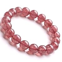 Natural Red Strawberry Quartz Crystal Love Round Beads Women Men Bracelet 10mm AAAA