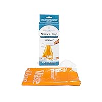 Nausea Vomit Bag with Microban (Single Retail Box) - Instant Gelling Powder, Medical Grade, Leak Free - for Hospitals, Facilities, Home Healthcare, Rideshare - (10 Drawstring Bags)