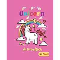 Unicorn Activity Book: Workbook for Unicorn Coloring, How to Draw for Kids, Mazes, Dot to Dot and Word Search Puzzles ,Ages 4-7 ,120Pages