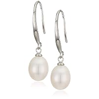 Amazon Collection Women's Freshwater Pearl Drop Earrings, Sterling Silver, One Size