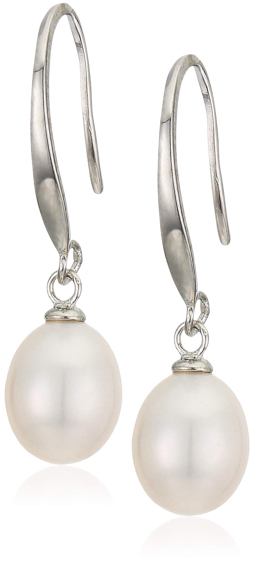 Amazon Collection Women's Freshwater Pearl Drop Earrings, Sterling Silver, One Size