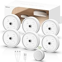 EZVALO Puck Lights with Remote Control, Rechargeable LED Puck Light Battery Operated, Wireless Puck Lights Group Control, Dimmable Under Cabinet Lighting Closet Light Under Counter Light (6 Pack)