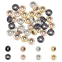 SUPERFINDINGS 40Pcs 4 Colors Brass Stopper Beads with Rubber Inside Solid Weight Round Positioning Spacer Beads Adjustable Slider Clasps Round Beads for Bracelet Necklace Jewelry Making Hole 2mm