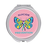 Suicide Prevention Awareness Ribbon Butterfly Travel Makeup Mirror 1X/2X Magnification Compact Mirror 2-Sided Pocket Mirror