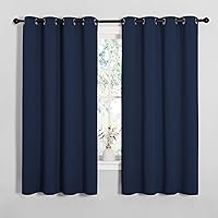 NICETOWN Blackout Draperies Curtains, All Season Thermal Insulated Solid Grommet Top Blackout Curtains/Drapes for Kid's Room (Navy, 1 Pair, 55 x 68 inches)