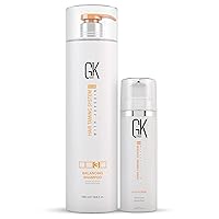 GK HAIR Global Keratin GKhair Balancing Shampoo - (1000ml/33.8oz) Global Keratin Leave in Conditioner Cream For Detangling Smoothing Strengthening 130ml