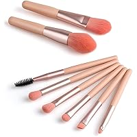 Mini Makeup Brush Set with Case, Face And Eyeshadow Makeup Brush Kit Travel, Synthetic Bristles Cosmetic Brush Set for Powder Blending Blush Eyeshadow Lipstick (Pack of 8)