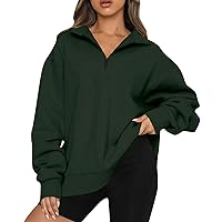 Womens Oversized Half Zip Pullover Long Sleeve Sweatshirt Quarter Zip Trendy Hoodie Ouffits for Teen Girls Fall Y2K Clothes