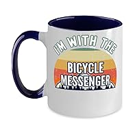Bicycle Messenger, I'm With The Bicycle Messenger Two-Tone Coffee Mug 11oz Blue