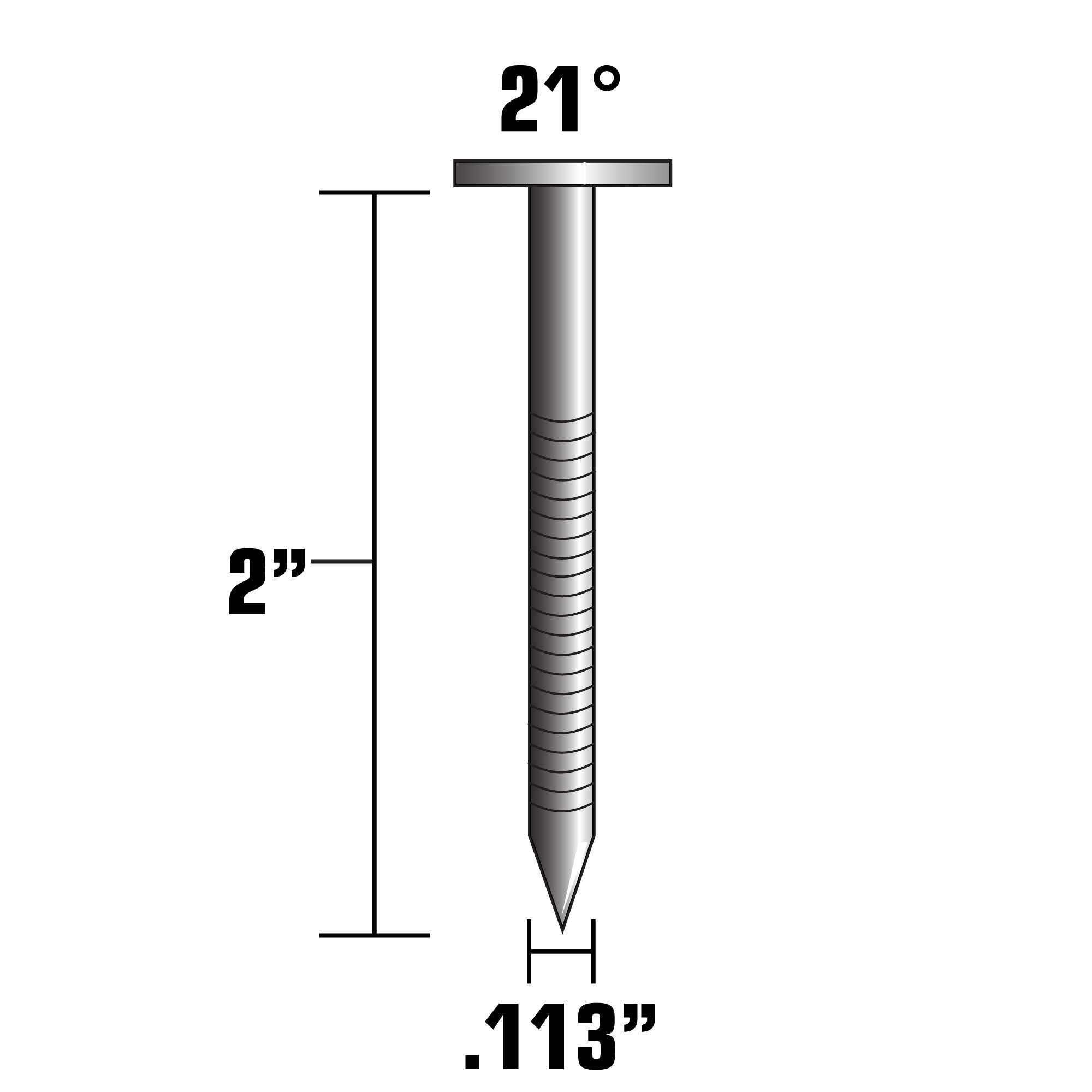 Metabo HPT Framing Nails | 2 In. x 0.113 | 21 Degree | Full Round Head | Hot Dipped Galvanized | Ring Shank | 1,000 Count | 20171SHPT