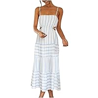 Deals of The Day Clearance Prime Women's Spaghetti Strap Beach Dress Y2k Cut Out Backless Maxi Dress Long Flowy Dresses Summer Boho Floral Cami Dress