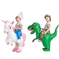 GOOSH 48 INCH Inflatable Costume for Kids Halloween Costumes Boys Girls Dinosaur Rider and Unicorn Rider