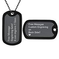 ChainsHouse Dog Tags Personalized Pendant Necklace for Men Free Engraving Stainless Steel Necklace, Silicone Text Customized Jewelry, Gift for Dad Husband Boy Brother Sister Best Friend
