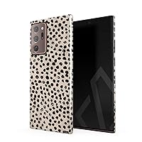 BURGA Phone Case Compatible with Samsung Galaxy Note 20 Ultra - Hybrid 2-Layer Hard Shell + Silicone Protective Case -Black Polka Dots Pattern Nude Almond Latte - Scratch-Resistant Shockproof Cover
