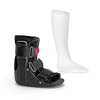 BraceAbility Short Walking Boot + Orthopedic Replacement Sock Liner - Air Walker Boot and Liner for Broken Toe, Foot, Ankle Fractures, Surgery Recovery - Comfort Bundle for Men and Women (S)