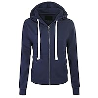 MixMatchy Women's Solid Basic Long Sleeve Zip Up Fleece Jacket