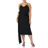 Making the Cut Season 3 Episode 5 Crepe Sash Wrapped Midi Dress Inspired by Jeanette's Winning Look, Black, M