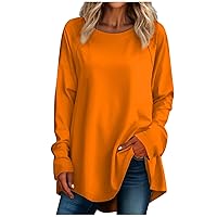 Long Sleeve Shirts for Women Loose Blouse Crew Neck Pullover Printed Fall Hippie Tshirts Dressy Casual Sweatshirts