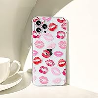 Compatible with iPhone 13 Case for Women Girls, Cute Pink Lip Print Creative Personality Design Pattern Cover Slim Thin Soft Silicone Protective Cool Girly Case for iPhone 13