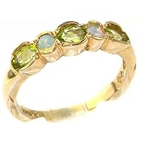 10k Yellow Gold Real Genuine Peridot & Opal Womens Eternity Ring