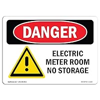 OSHA Danger Sign - Electric Meter Room No Storage | Plastic Sign | Protect Your Business, Construction Site, Warehouse & Shop Area | Made in The USA