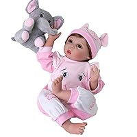 Aori Reborn Baby Dolls Girl 22 inch Realistic Newborn Baby Doll Weighted Lifelike Toddler That Look Real with Elephant Jumpsuit and Toy in Gift Box