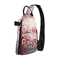 Japanese Cherry Flowers Print Crossbody Backpack Cross Pack Lightweight Sling Bag Travel, Hiking