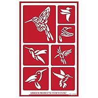 Armour Products Ove N Over-Hummingbirds Over N Over Reusable Glass Etching Stencil, Brown