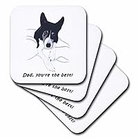 3dRose Painting of a Border Collie Dog Laying on Blanket Dad You are The... - Coasters (CST_358354_3)