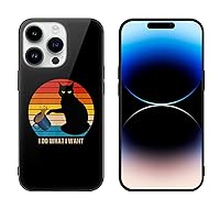 Do What I Want for Black Cat Protective Phone Case Ultra Slim Glass Case Shockproof Phone Cover Shell Compatible for iPhone 14 Pro Max