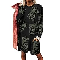 If Grandad Can't Fix It Women's Sweatshirt Dress Long Sleeve Crewneck Pullover Tops Sweater Dress with Pockets