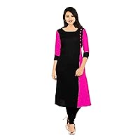 Women's Long Dress Cotton Tunic Ethnic Party Wear Frock Suit Pink & Black Color Maxi Dress