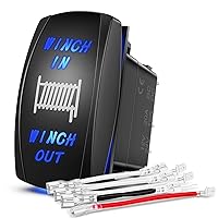 Nilight 90005B Momentary Laser Rocker Switch 7Pin Winch in Winch Wiring Harness Kit 20A/12V 10A/24V Switch Jumper Wires Set,2 Years Warranty , Blue