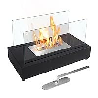 Rectangle Tabletop Bio Ethanol Fireplace Indoor Outdoor,Portable Table Top Fire Pit Fuel Bioethanol Burner Heater Black