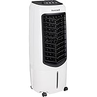 Honeywell 2.6 Gallon Indoor Portable Evaporative Air Cooler for Garage, Basement, Attic, 115V, for up to 120 Sq. Ft. with Remote, Quiet, Low Energy, Compact, White