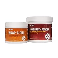 Pet MD Bone Broth Powder Supplement & Wrap A Pill Peanut Butter Flavor Pill Paste
