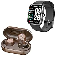 TOZO NC9 Hybrid Active Noise Cancelling Wireless Earbuds Dark Brown S2 44mm Smart Watch