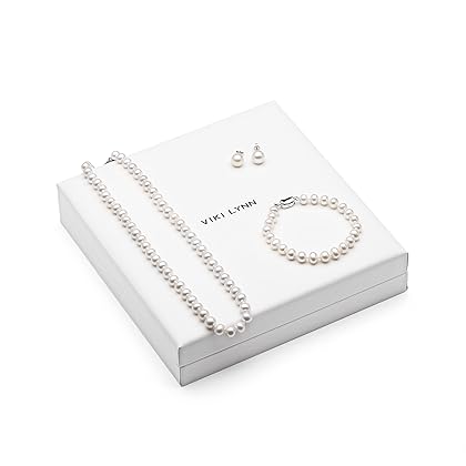 VIKI LYNN Freshwater Cultured Pearl Necklace Set Includes Stunning Bracelet and Stud Earrings Jewelry for Women