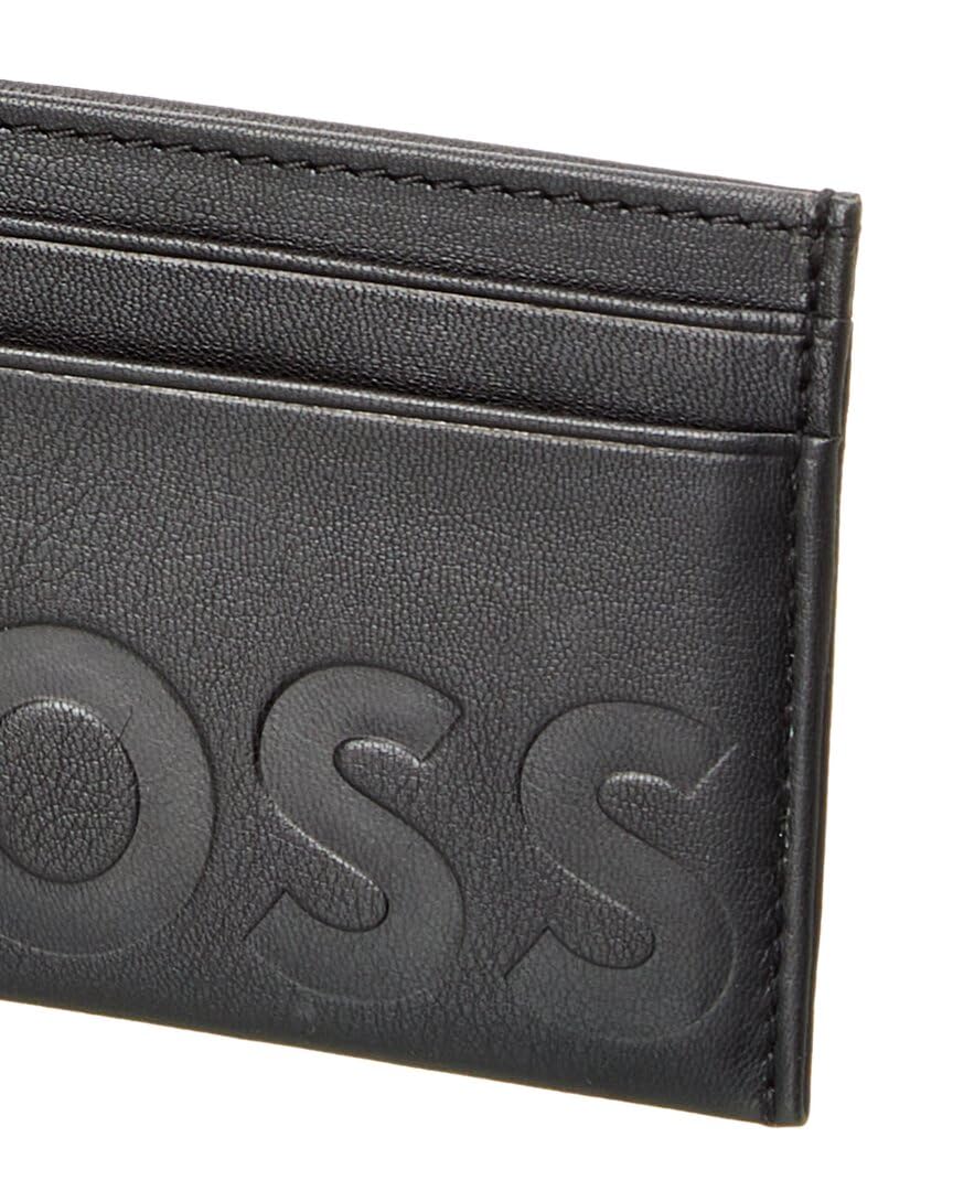 BOSS Men's Big Logo Credit Card Holder, Black Storm, 4 Inches