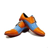 Modello Vito - Handmade Italian Mens Color Orange Oxfords Dress Shoes - Cowhide Patent Leather - Lace-Up