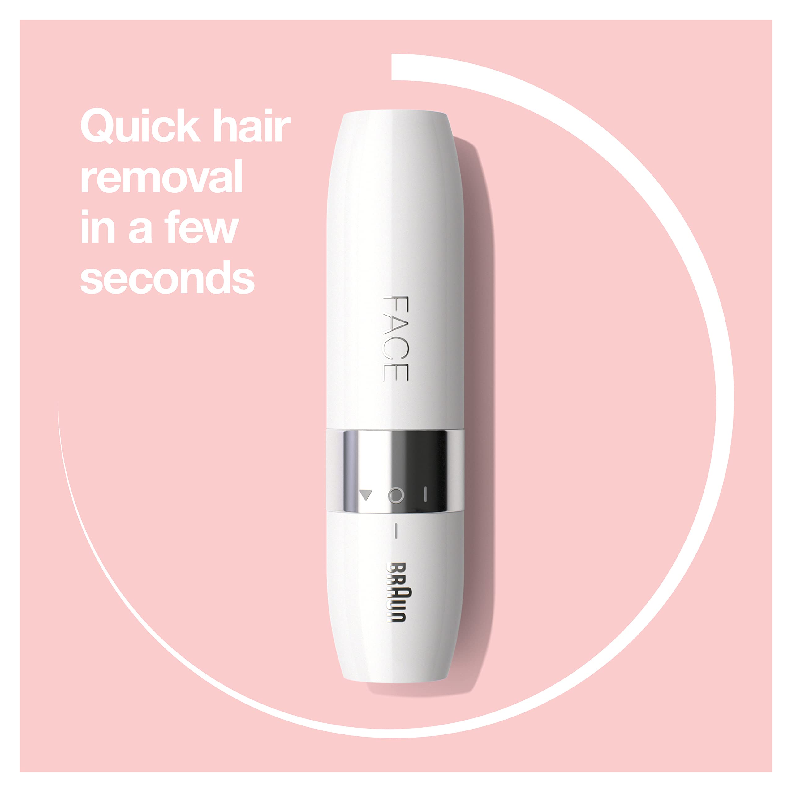 Braun Mini Hair Remover, Electric Facial Hair Removal for Women, Quick & Gentle, Finishing Touch for Upper Lips, Chin & Cheeks, for Easier Makeup Application, Ideal for On-The-Go, with Smartlight